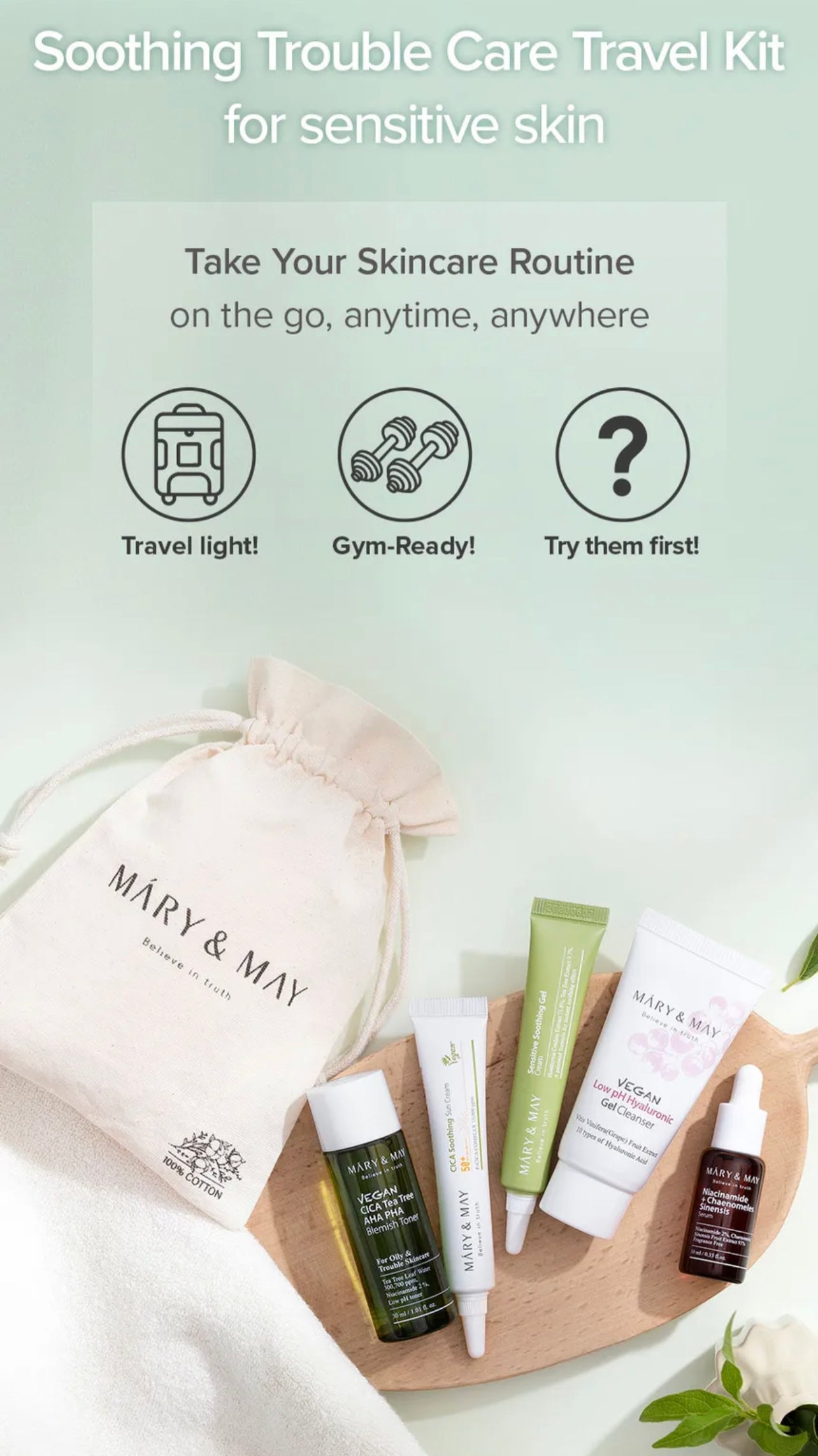 MARY & MAY - SOOTHING TROUBLE CARE TRAVEL KIT