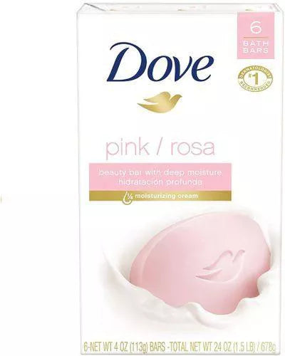 Dove Pink Beauty Bar Soap 1/4 Moisturising Cream 6 X 90G