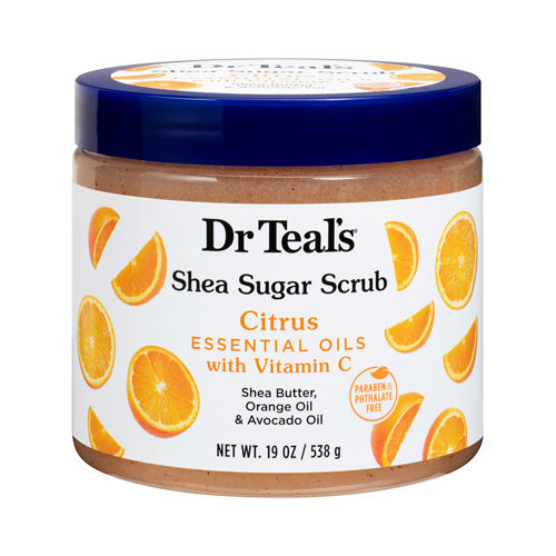 Dr Teal's Shea Sugar Body Scrub, Citrus with Essential Oils & Vitamin C, 19 oz